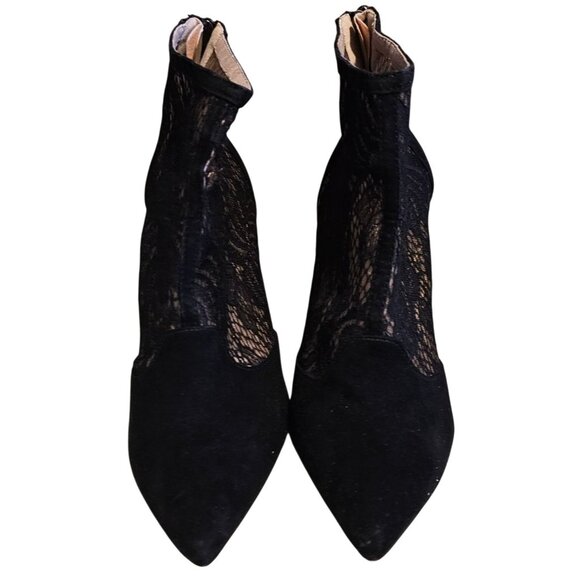 BCBGMaxAzria Shoes - BCBGMAXAZRIA Black Lace Pointed-Toe High Heel Booties Size 8M Textured Design
